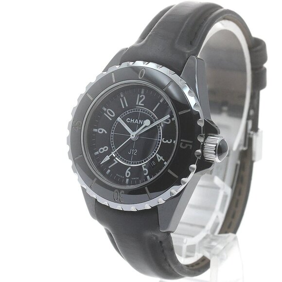 CHANEL J12 H0680 Black Ceramic 33MM Date black Dial Quartz Ladies Watch_886925 - Picture 1 of 6